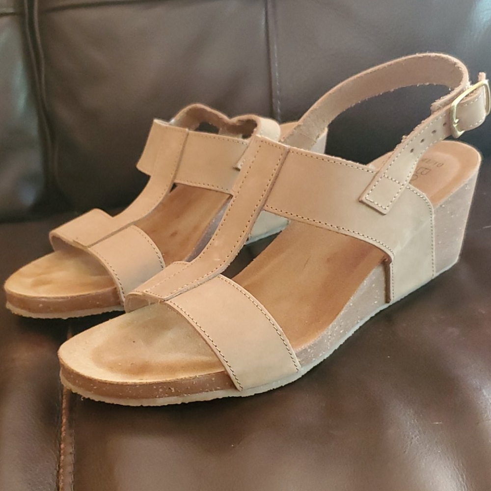 Bos & Co Cork Wedge Sandals Sz 10